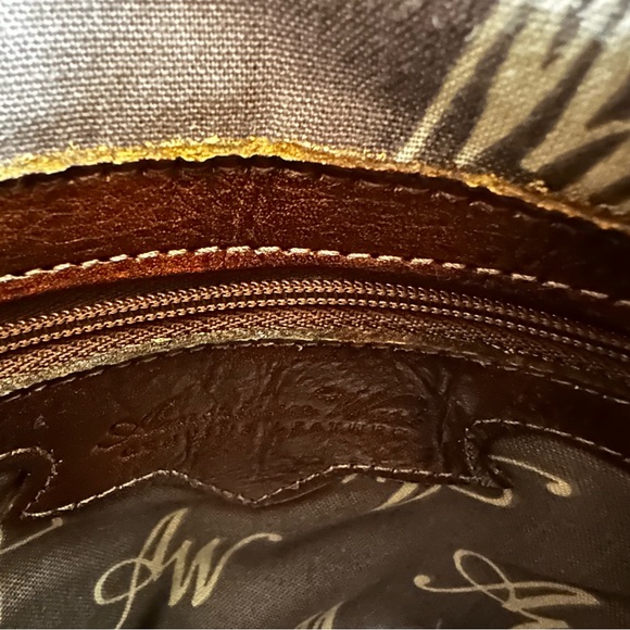 American West Desert Flower Zip Top Tote Tan Brown And Turquoise - Picture 7 of 7